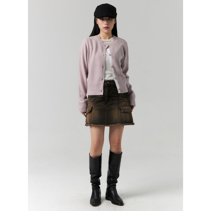 Cargo Washed Denim Mini Skirt CS314 Blue S