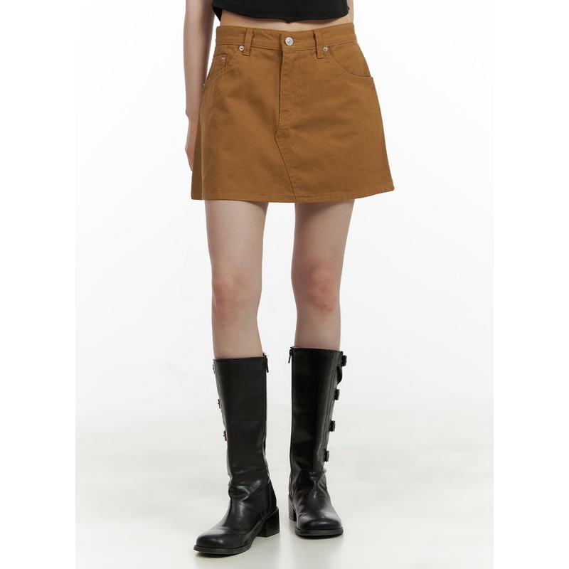 Cotton Mini Skirt CU410 Brown S