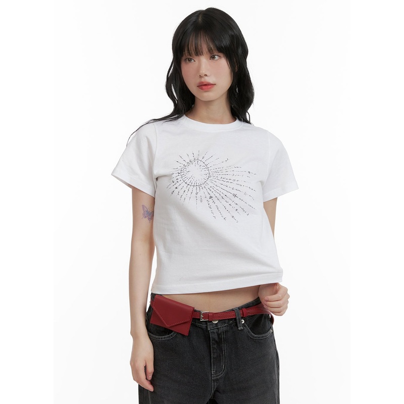 Graphic Cotton Crop Tee CU410 White S/M