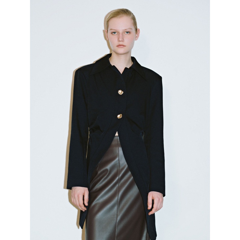 Lapel Skater Jacket With Metal Buttons Green XXS