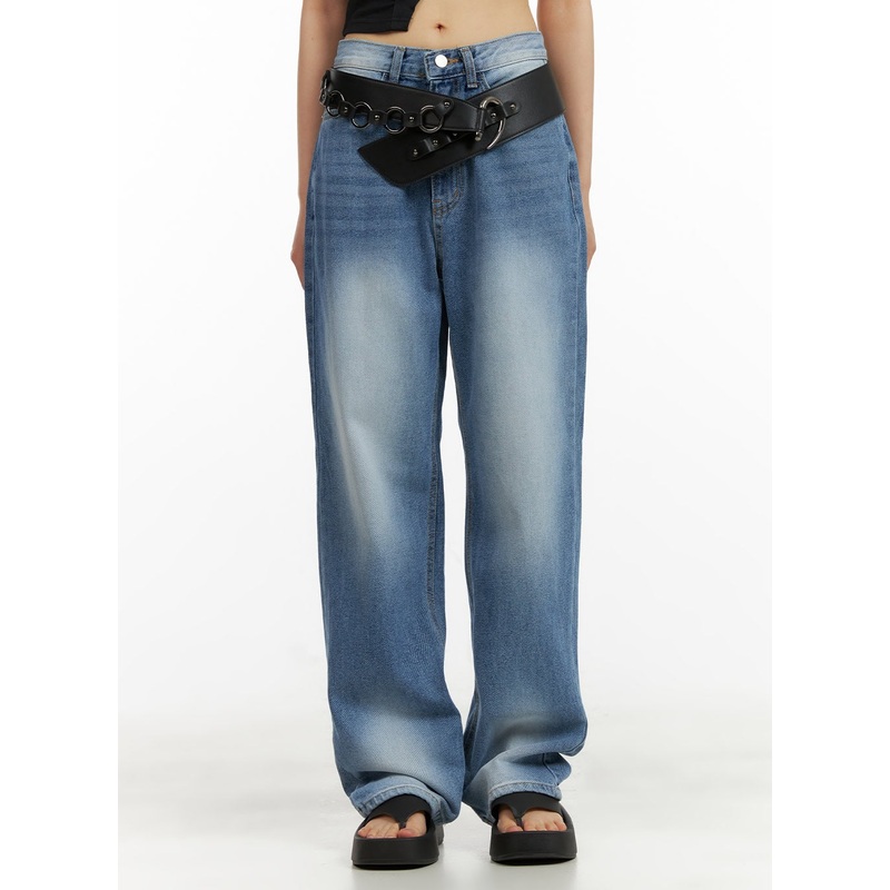 Solid Baggy Jeans CU410 Blue S