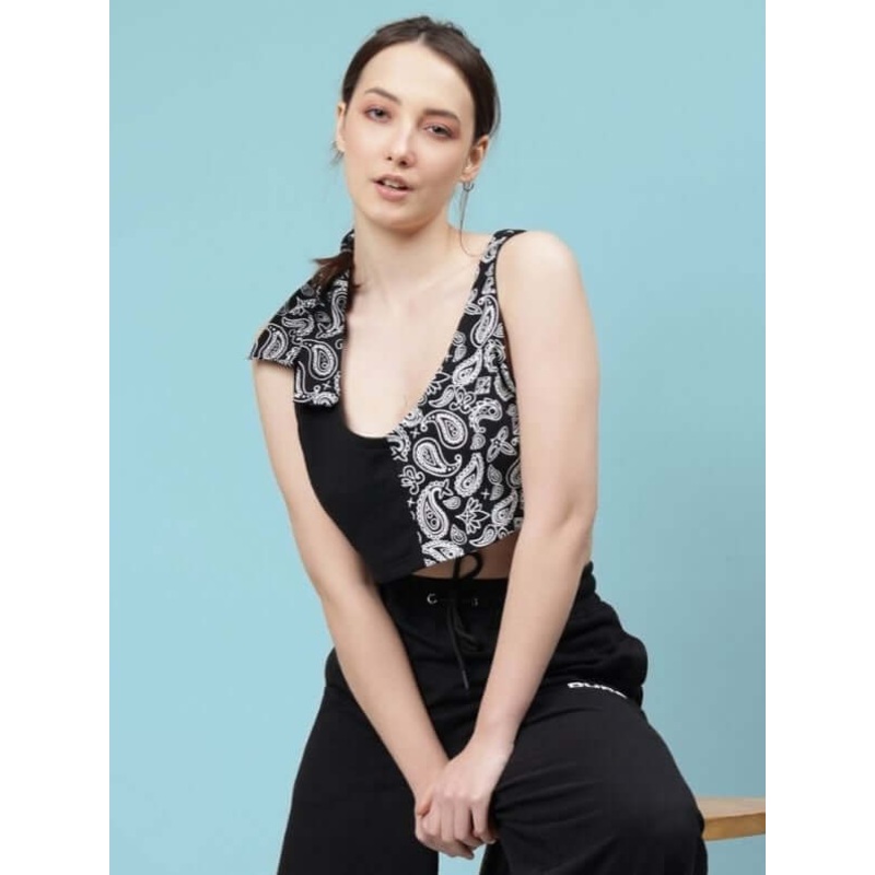 WOMEN’S ZIYA COTTON CROP-TOP BLACK XS