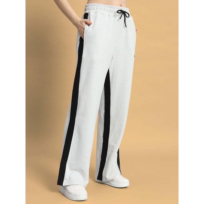 WOMEN SIDE SEAM BAGGY JOGGERS MELANGE GREY BLACK XS