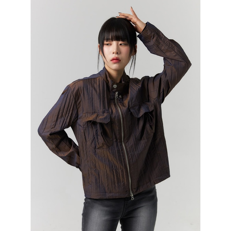 Zip-Up Long Sleeve Jacket CS318 Dark beige S/M