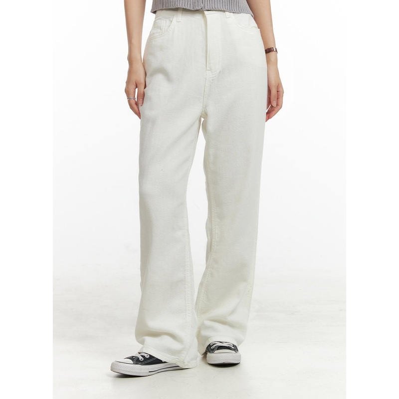 Cotton Straight Leg Pants OU407 White S