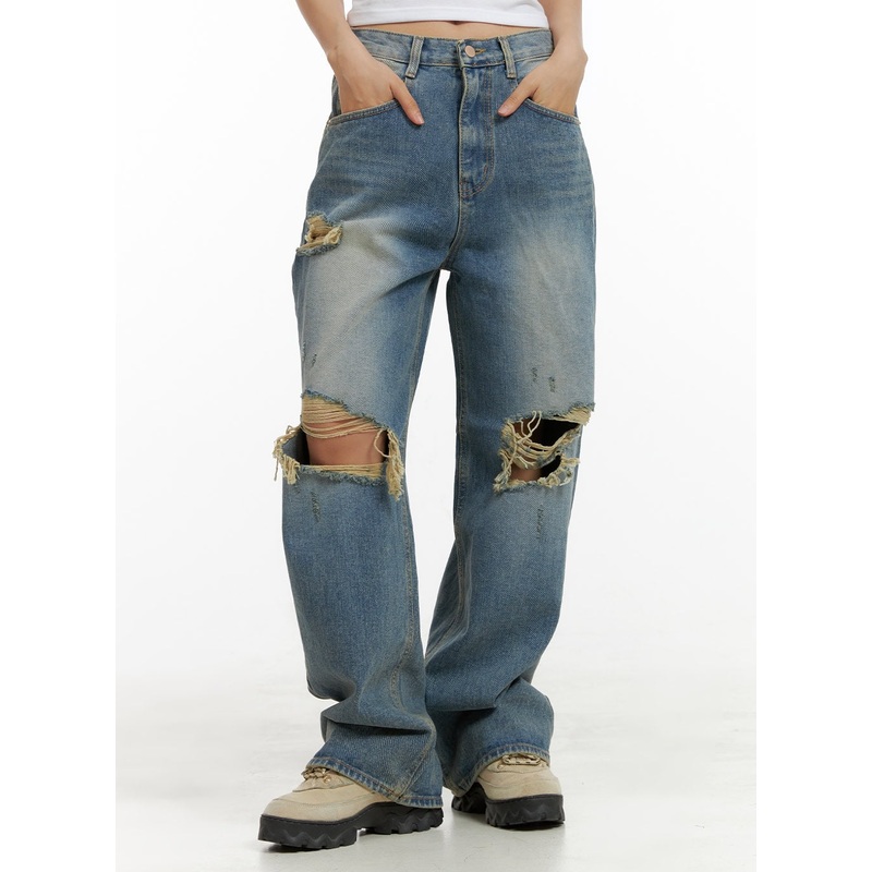 Destroyed Baggy Jeans CU405 Blue S
