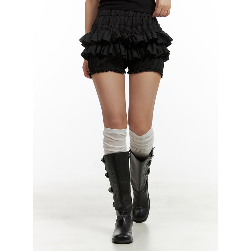 Frill Lace Mini Skorts CU404 Black S/M