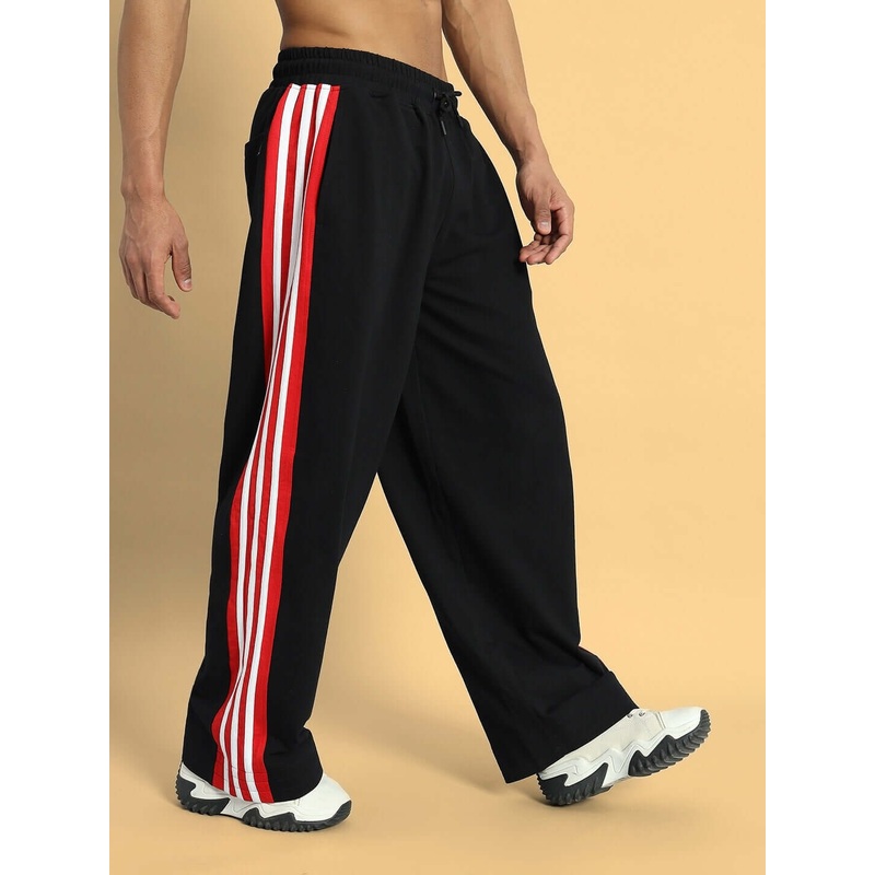 MILANO RELAXED-FIT COTTON JOGGERS BLACK-RED XS