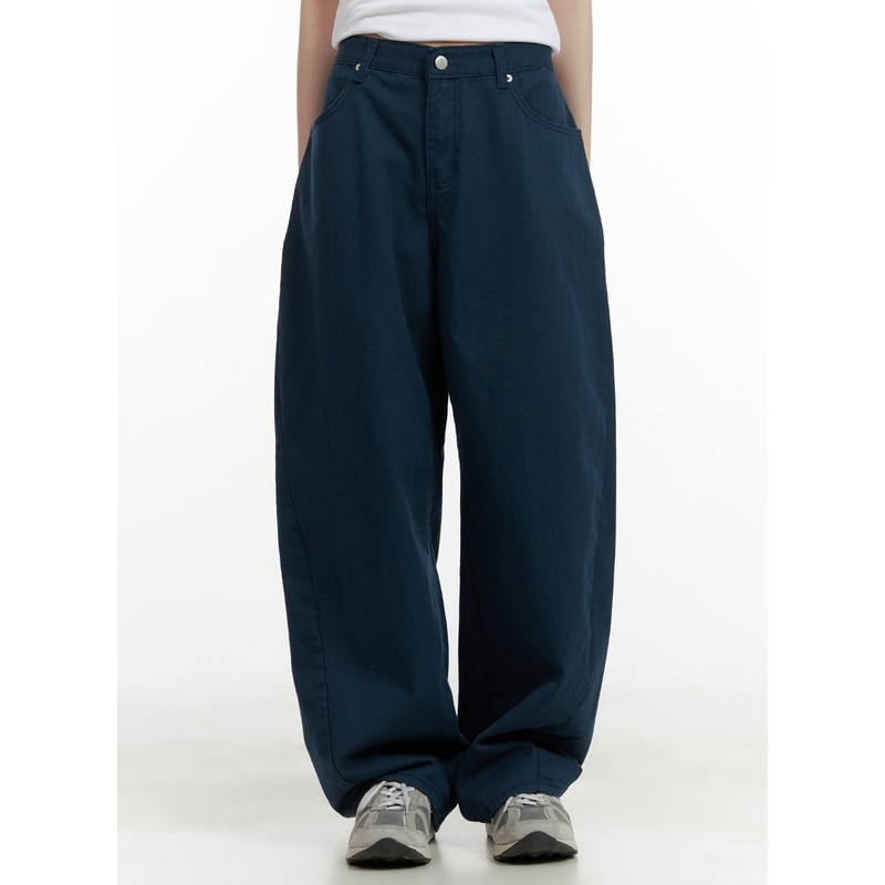 Structured Wide-Leg Pants CU407 Dark blue S