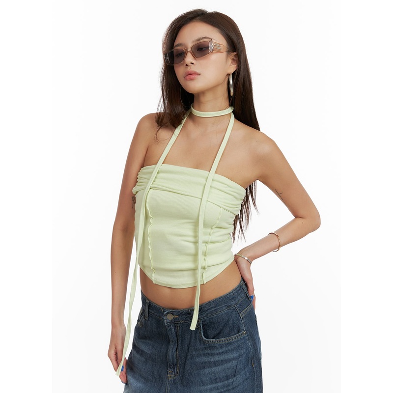 Summer Pastel Tube Top with Thin Scarf Set CY431 Light green S/M