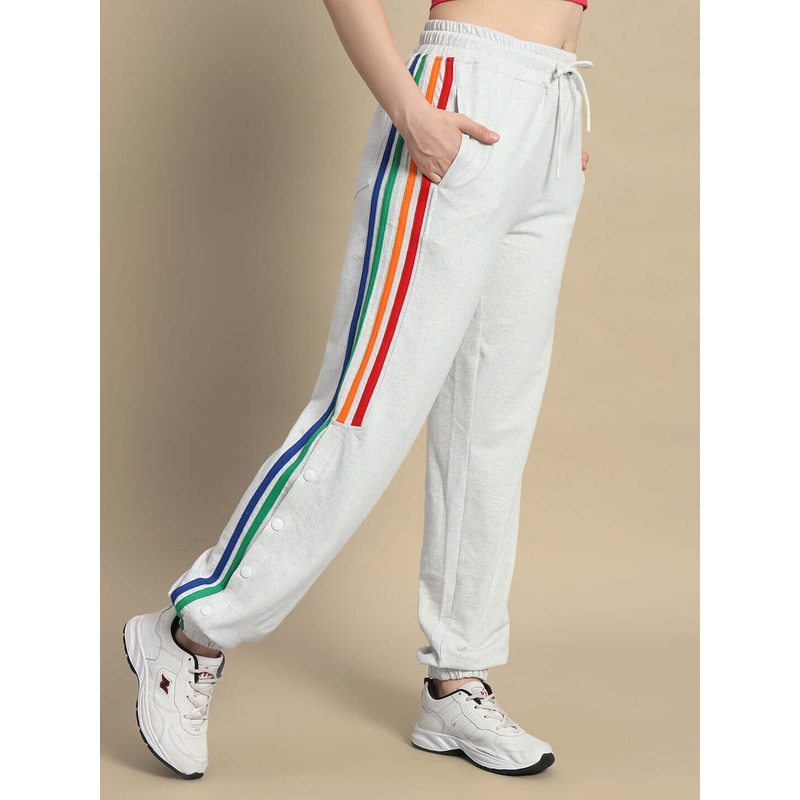 WOMEN DUDS PRISM COLORFUL STRIPE JOGGERS MELANGE GREY XS