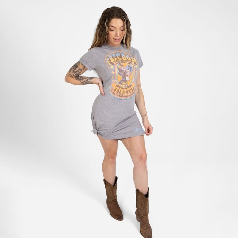 Women’s Freedom Is A Right Shirt Dress – Dark Heather Grey Small