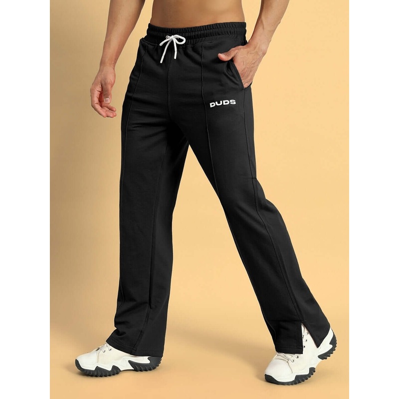 ZION SIDE SLIT COTTON JOGGERS BLACK XS