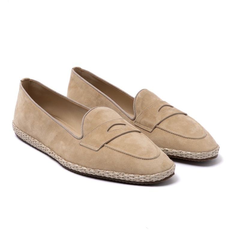 Baudoin & Lange x MJ: Banus Loafer “Espadrille Luxe” made of Calf Suede – handmade UK 4
