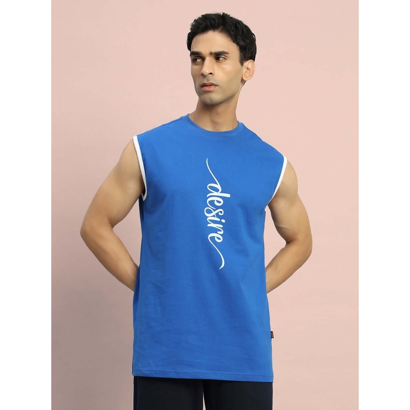 DESIRE GYM COTTON T-SHIRT ROYAL BLUE XS