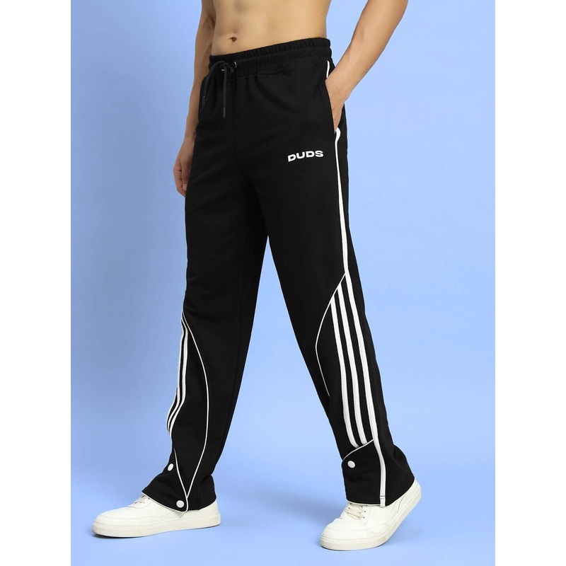 RIPPLE CONTRAST COTTON TERRY JOGGERS BLACK XS