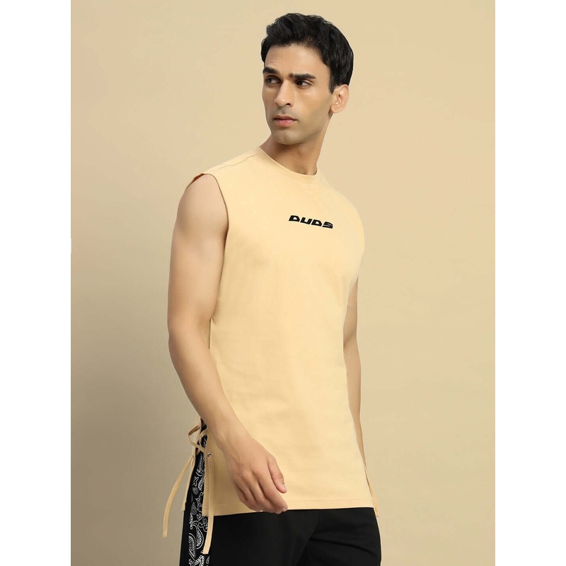 VERTEX RELAXED FIT SLEEVELESS T-SHIRT BEIGE XS