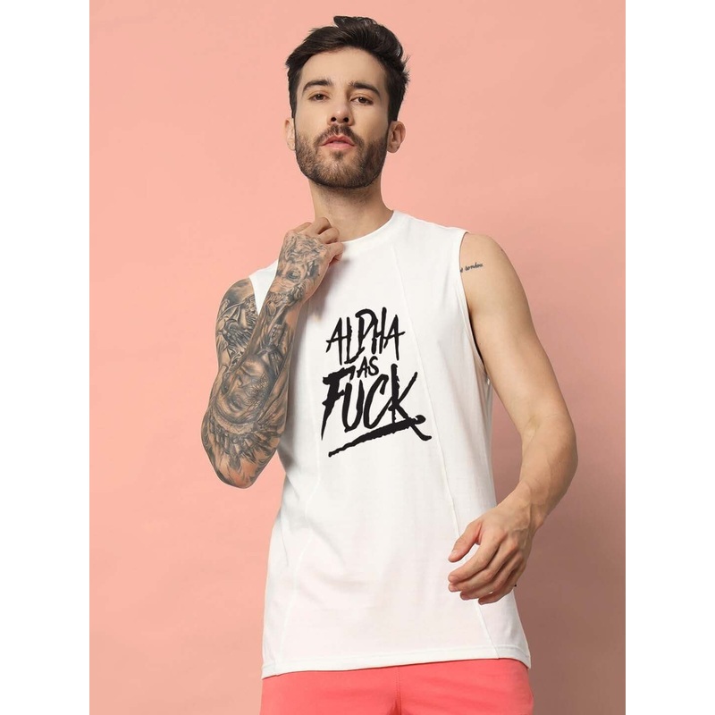 ALPHA AS FUCK GYM T-SHIRT OFF WHITE XS