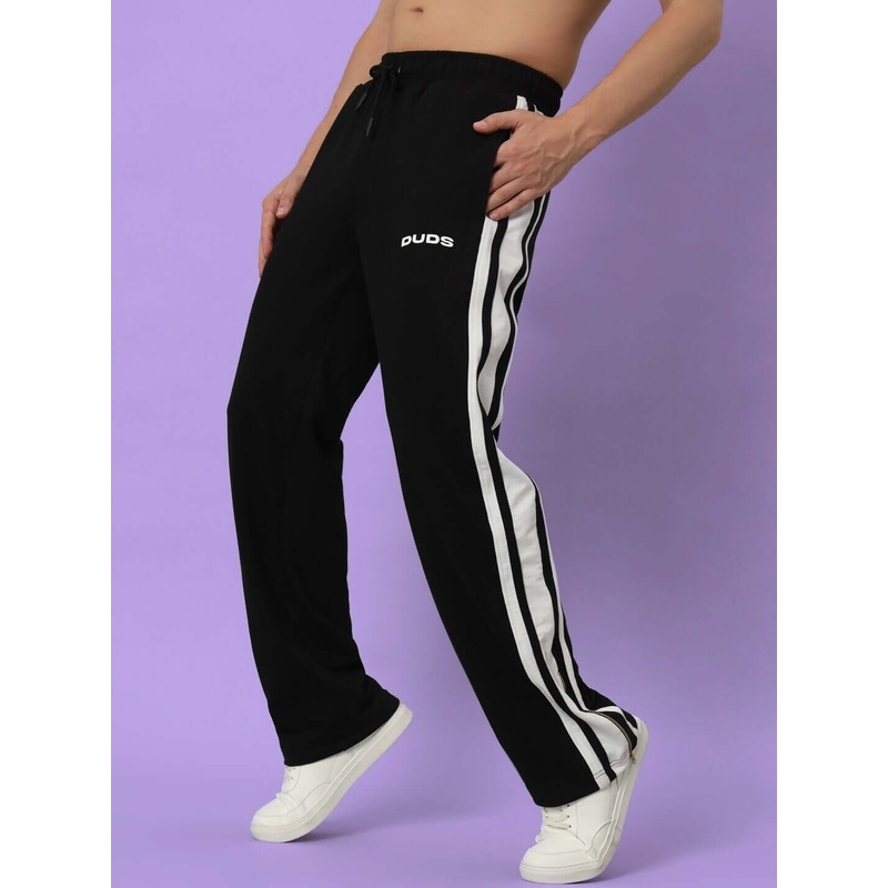 AVALON SLIT ZIPPER JOGGERS BLACK-WHITE XS