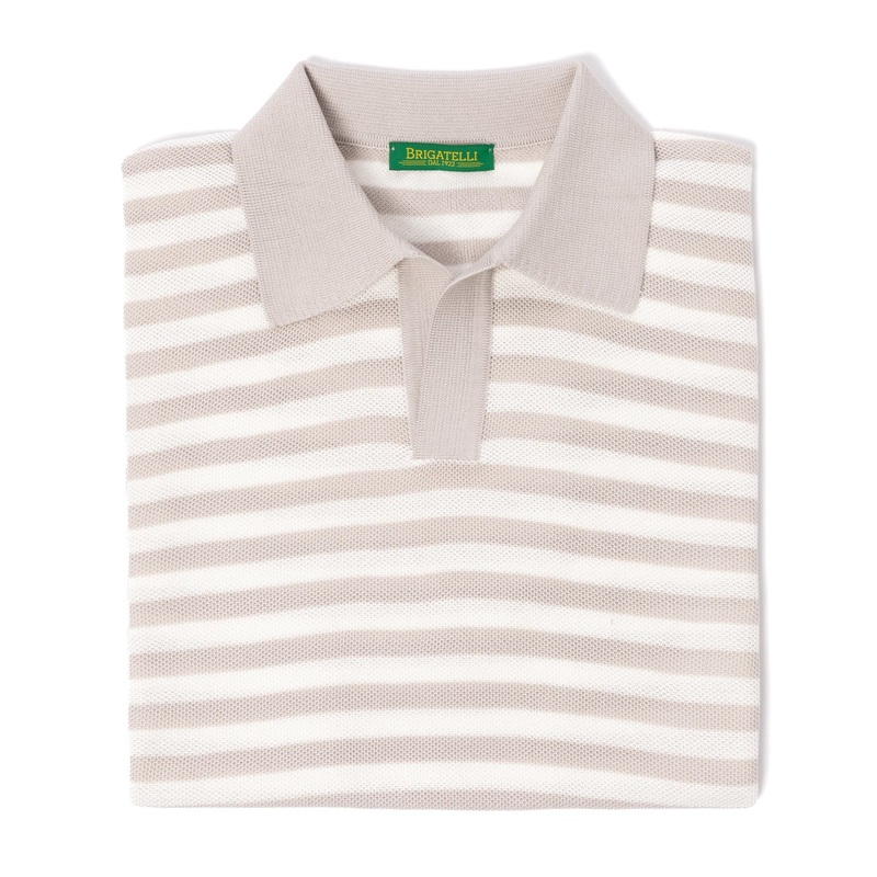 Brigatelli dal 1922 per Michael Jondral: Polo Shirt “Lucio Stripe” made from pure Cotton – Organic Cotton S