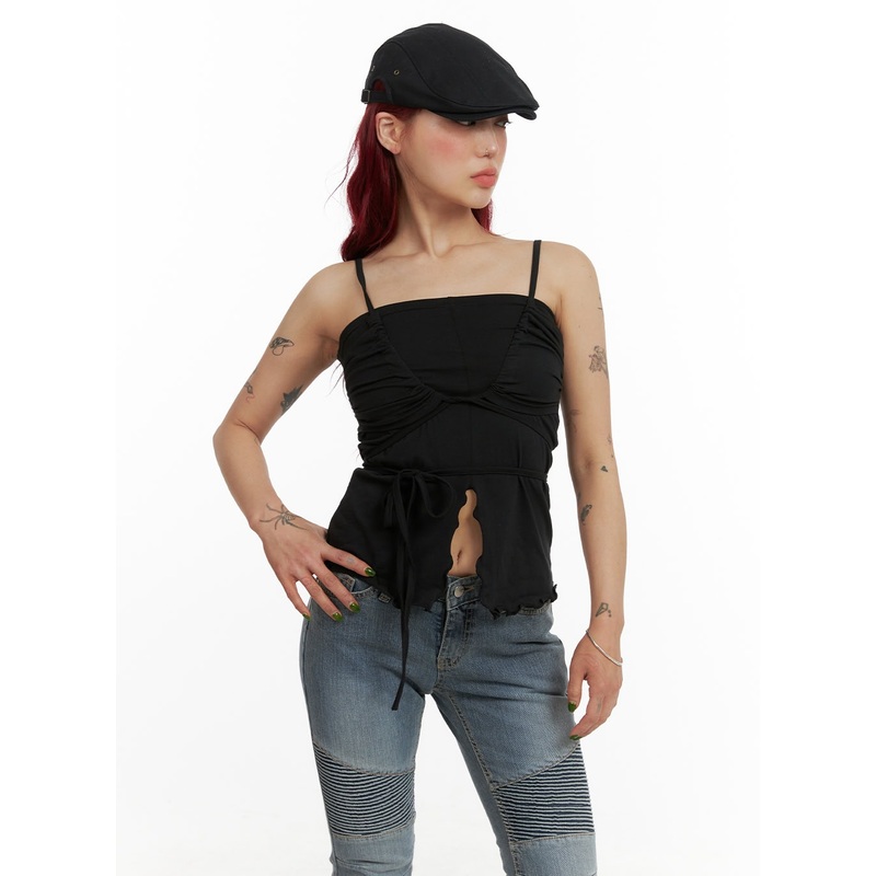 Layered Ruffle Sleeveless Top CY430 Black S/M
