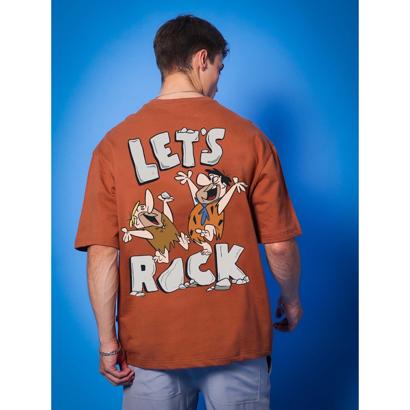 LETS ROCK OVER-SIZED T-SHIRT BROWN XS