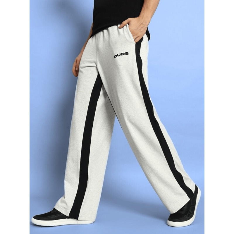 SIDE SEAM BAGGY JOGGERS MELANGE GREY BLACK XS