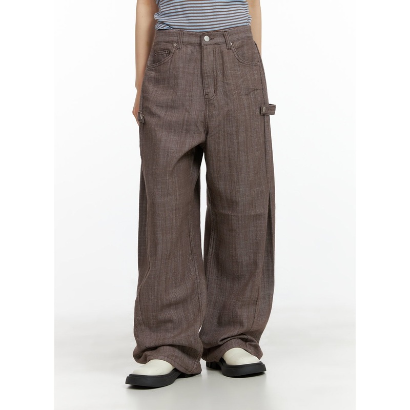 Strap Wide Leg Pants CY428 Brown S