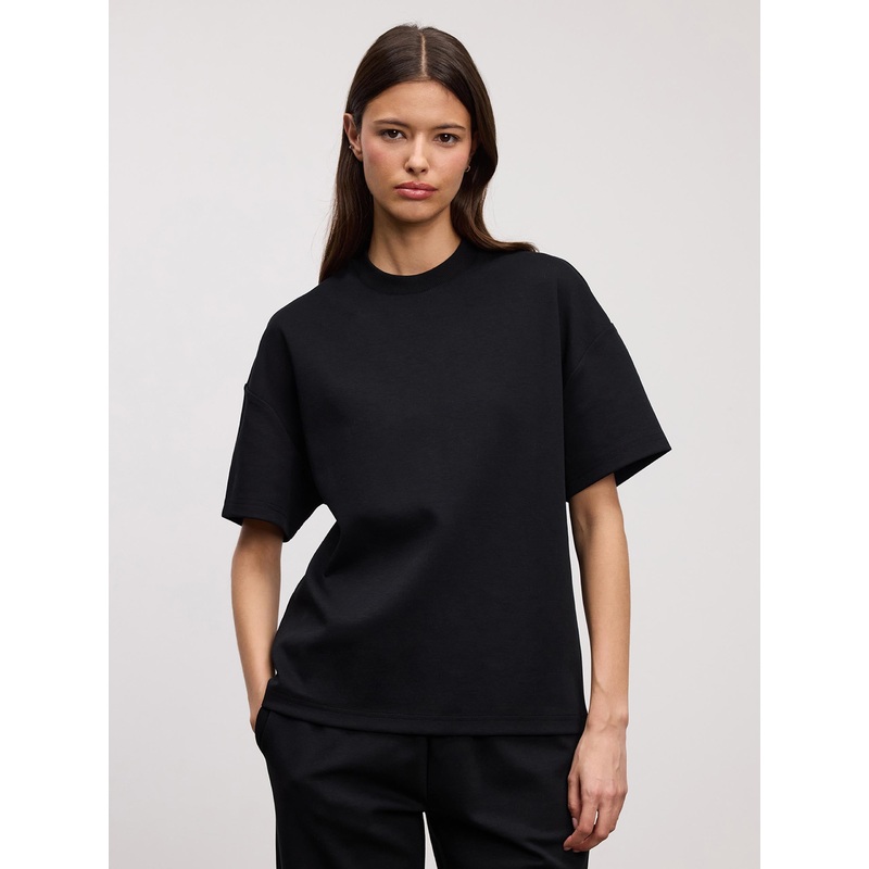 Womens Interlock Relaxed T-Shirt in Black XXS (4) Black Interlock