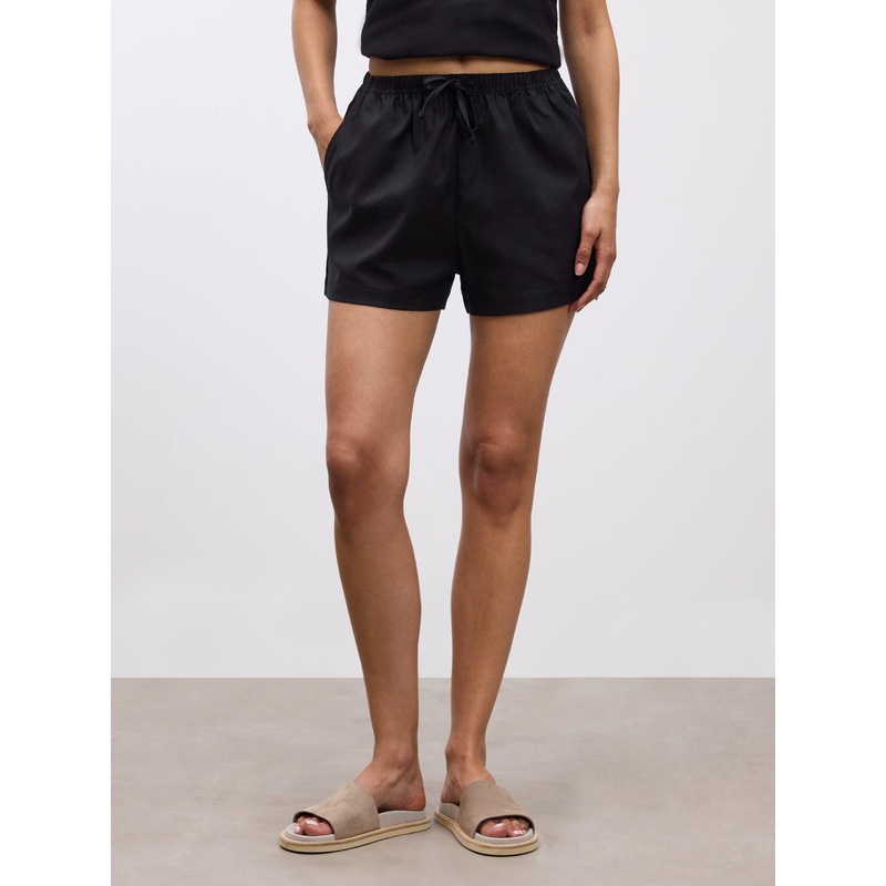 Womens Linen Short in Black XXS (4) Black