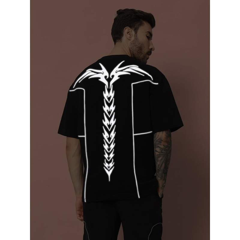 SPINAL FAUX REFLECTOR OVER-SIZED T-SHIRT BLACK XS