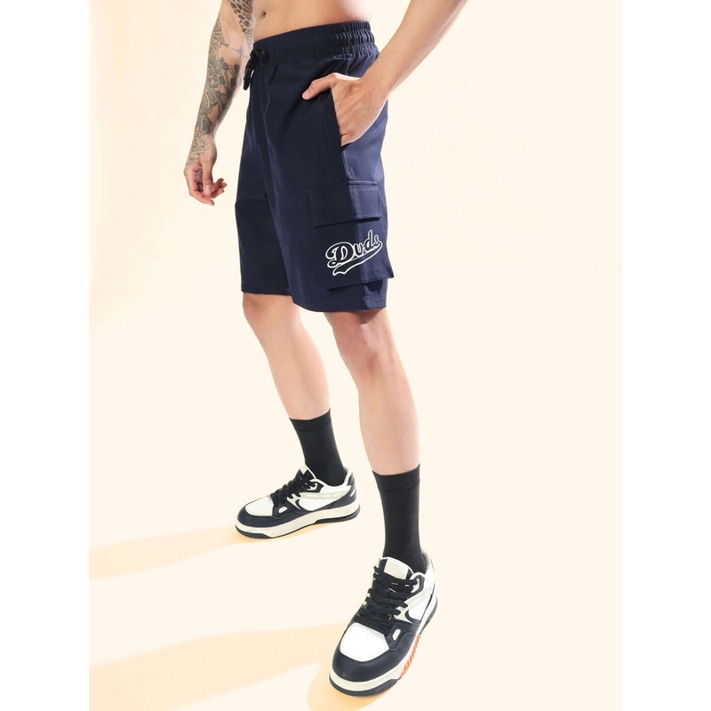 BRAWNY CARGO POLYESTER SHORTS NAVY BLUE XS