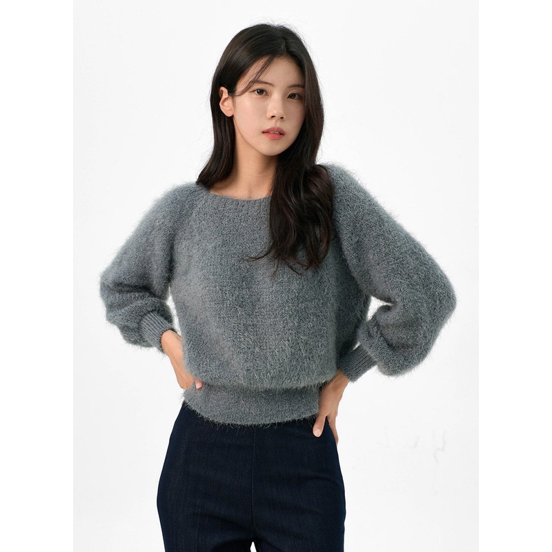 Fuzzy Off-Shoulder Sweater OG327 Beige S/M