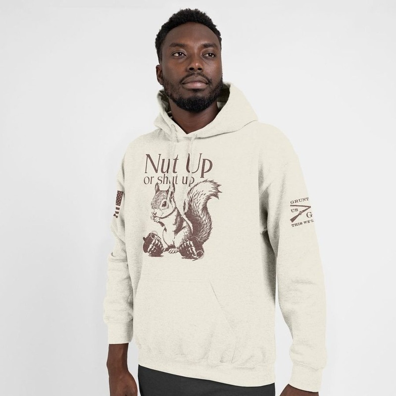 Nut Up Or Shut Up Hoodie – Sand Small