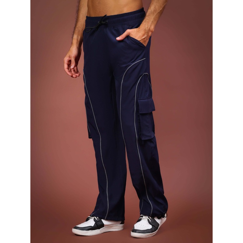 RAY REFLECTOR PARACHUTE CARGO PANTS NAVY BLUE XS