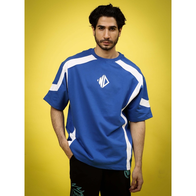 RUGBY OVER-SIZED T-SHIRT ROYAL BLUE WHITE XS