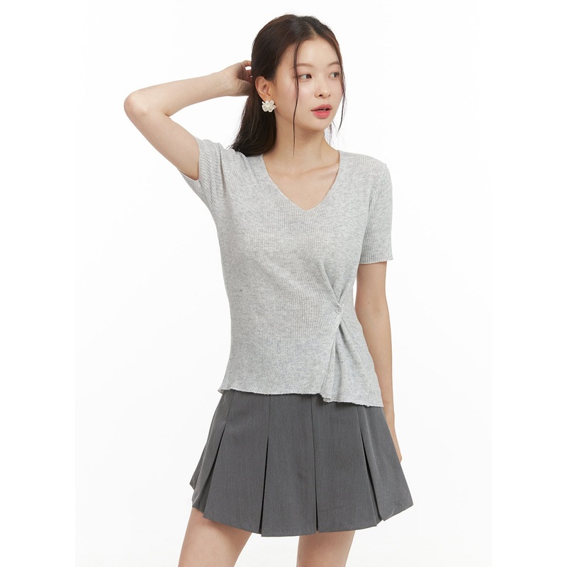 Side Buttoned Top OY417 Gray S/M
