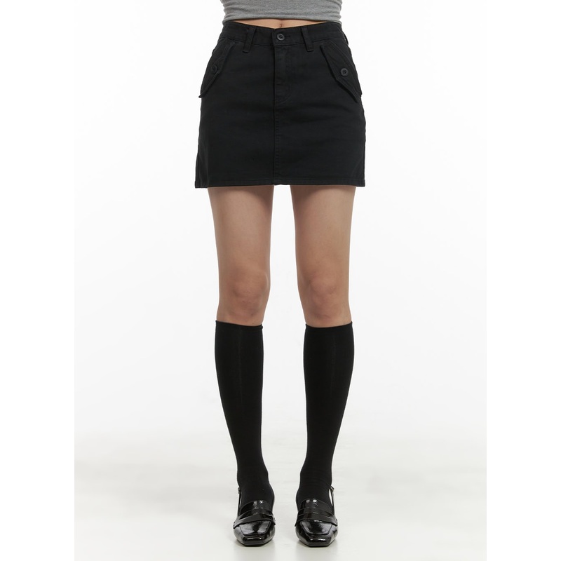 Solid Cargo Mini Skirt CY417 Black S