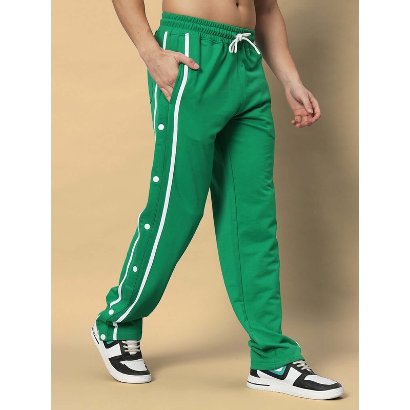 CONTRAST PANEL COTTON TERRY JOGGER GREEN XS