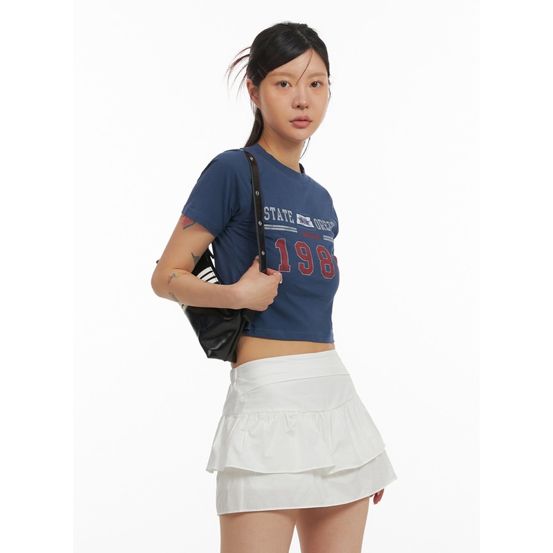 Graphic Crop Tee IY410 Dark blue S/M