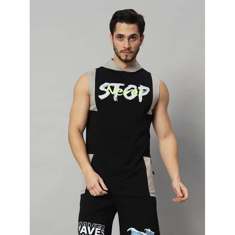 NEVER STOP GYM REGULAR T-SHIRT GREY BLACK XS