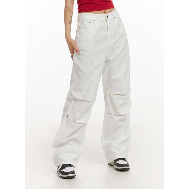 Pintuck Straight Leg Pants IY410 White S