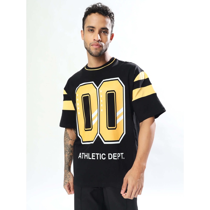 ATHLETIC OVERSIZED T-SHIRT BLACK YELLOW S