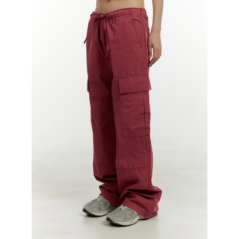 Cargo Wide Leg Pants CY408 Dark red S