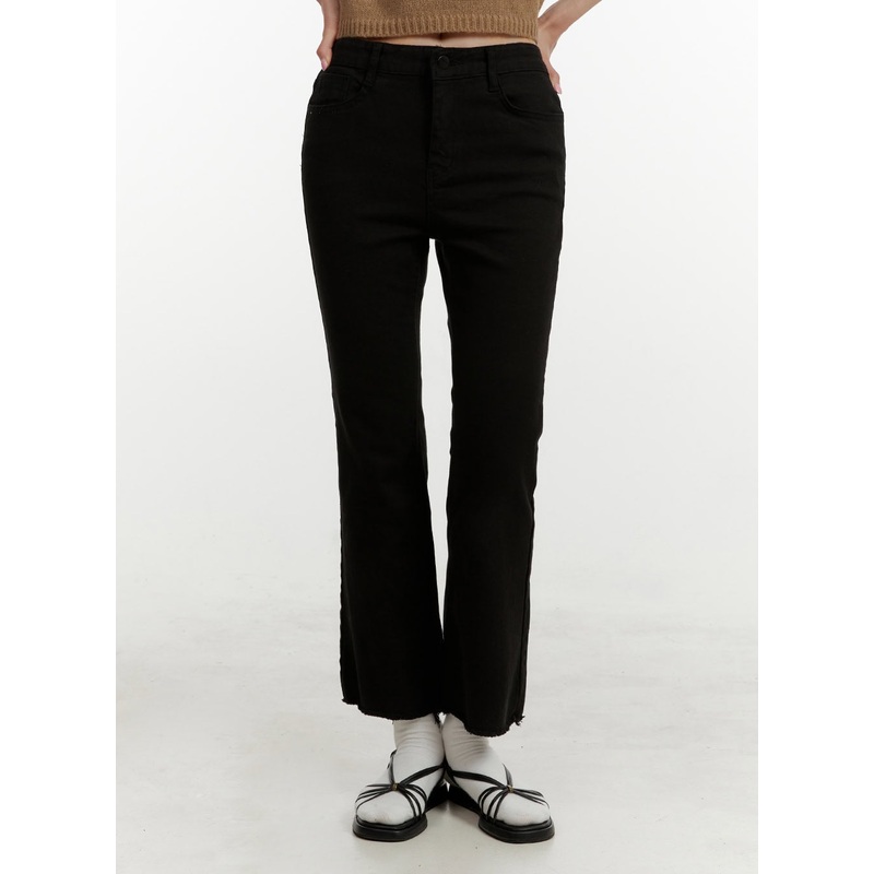 Destroyed Hem Mirage Slim Fit Pants OY409 Black S