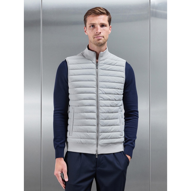 Hybrid Quilted Gilet in Stone XS Stone