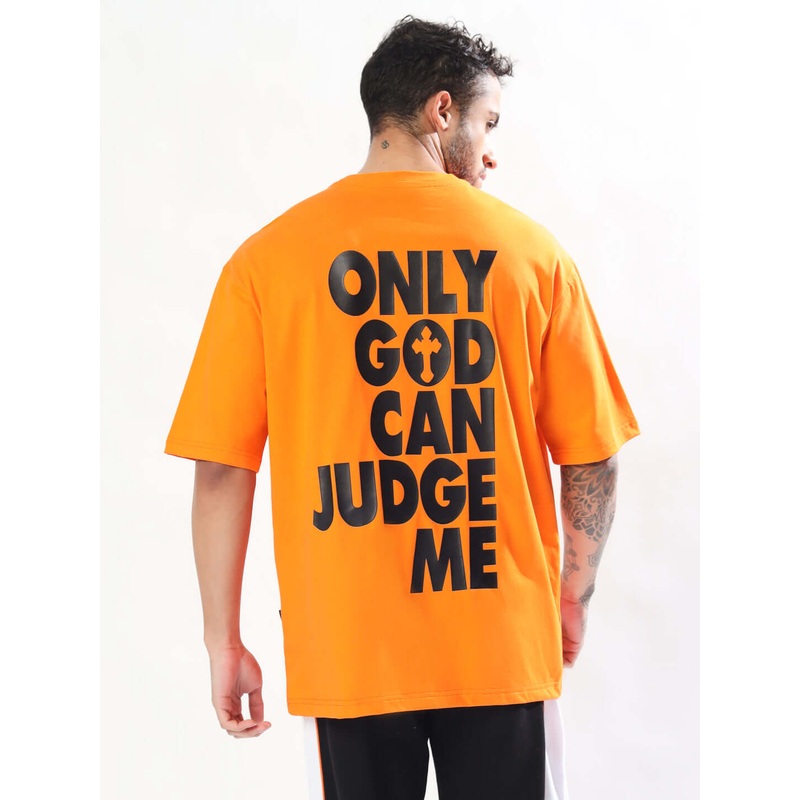 ONLY GOD CAN JUDGE ME OVER-SIZED T-SHIRT ORANGE XS