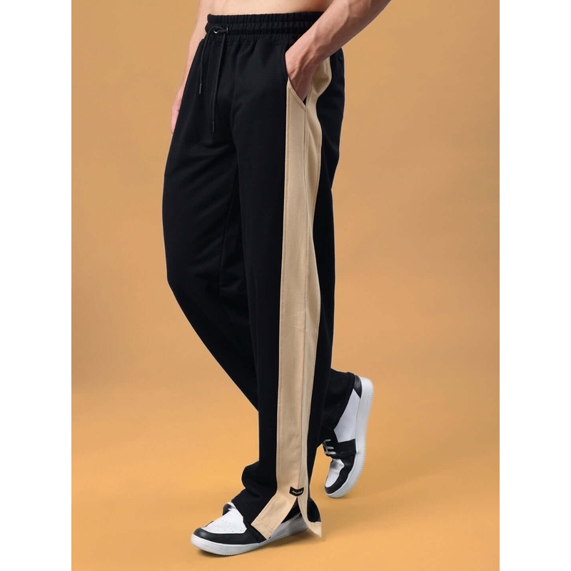 PARADISE SIDE SLIT JOGGERS BLACK BEIGE XS