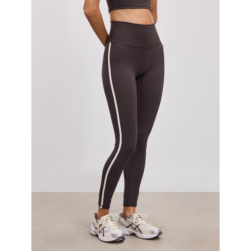 Womens Contrast Piping Active Legging in Brown XXS (4) Brown