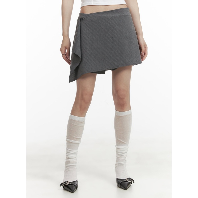 Wrap Buttoned Shorts CY407 Gray S